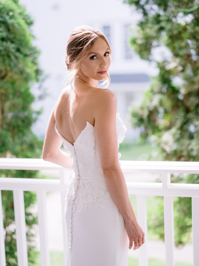 wedding photography in northern michigan of a bride glowing from the michigan sun