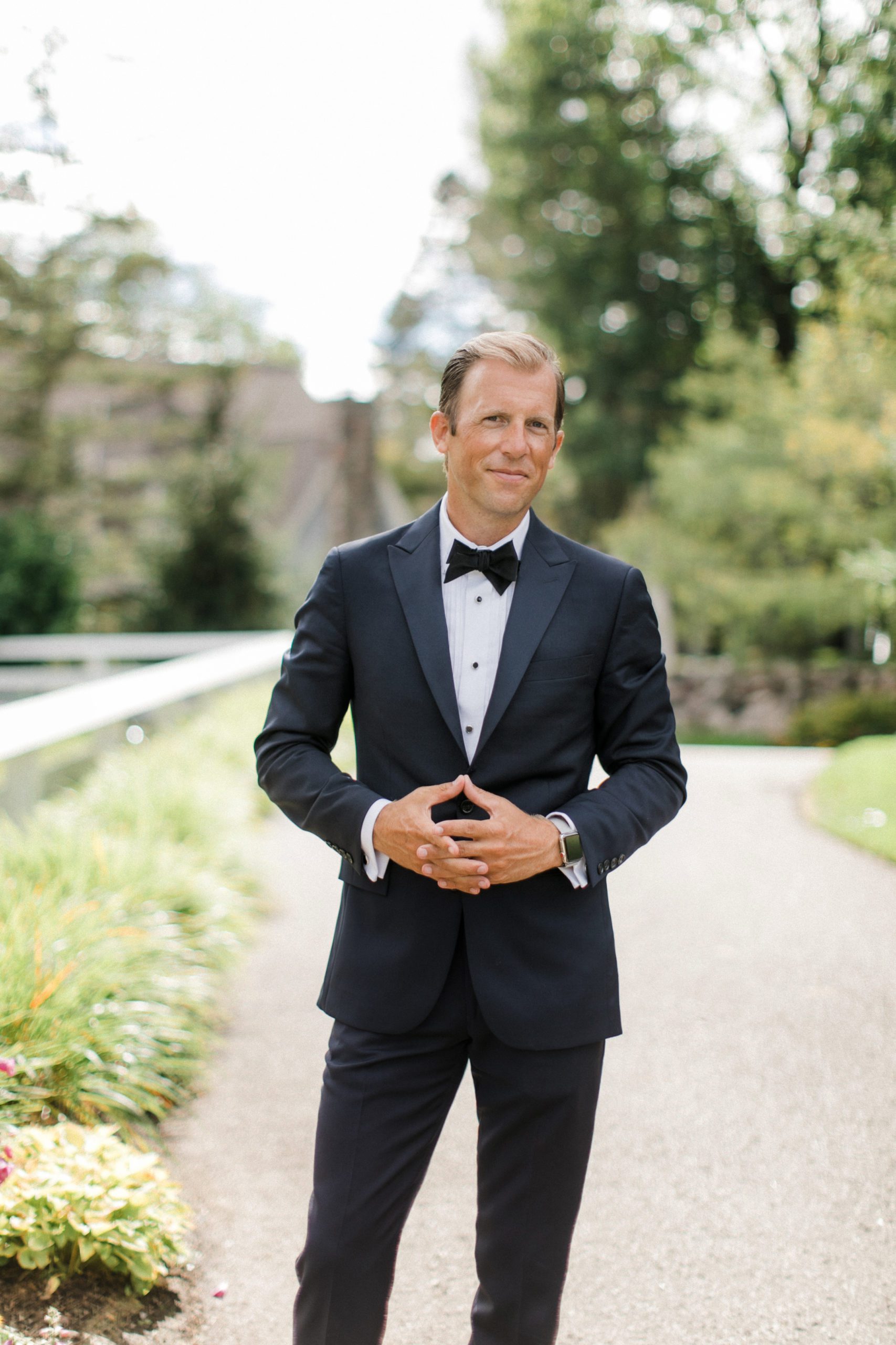 Traverse City Wedding Photographer Cory Weber in a tuxedo