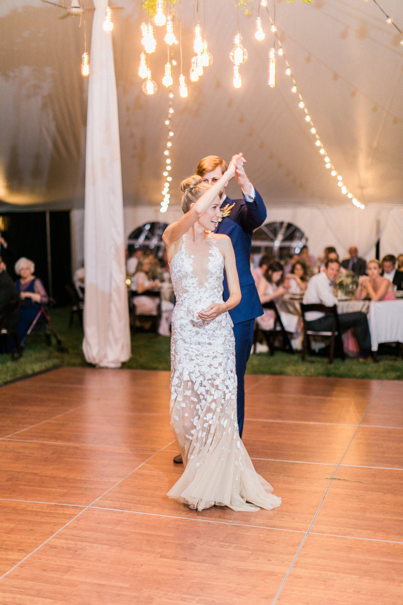 Custom Mark Zunino gown | First dance | Michigan Fine Art Wedding Photographer | Cory Weber Photography