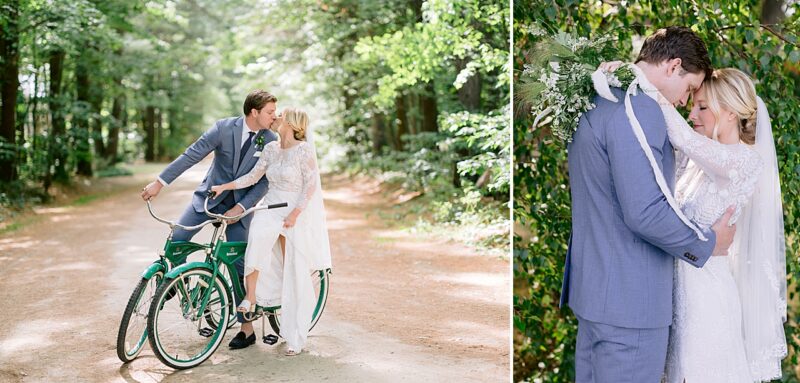 Newly weds outside Birch Lodge photographed by Cory Weber, wedding photographer traverse city mi